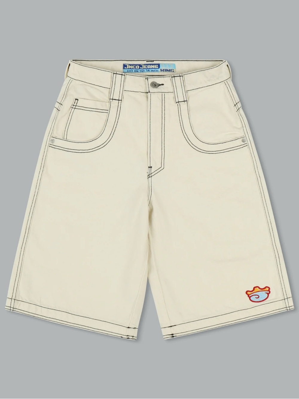 JNCO Cream Jean Shorts with Logo